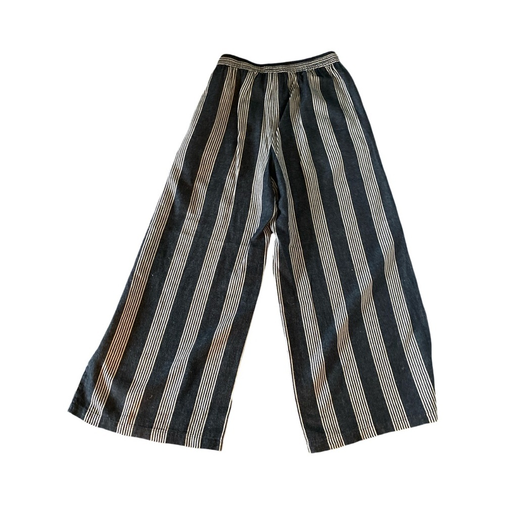 Tribal Jeans Wide Leg Pant - M charcoal gray , cream , cotton linen rayon - Picture 4 of 5